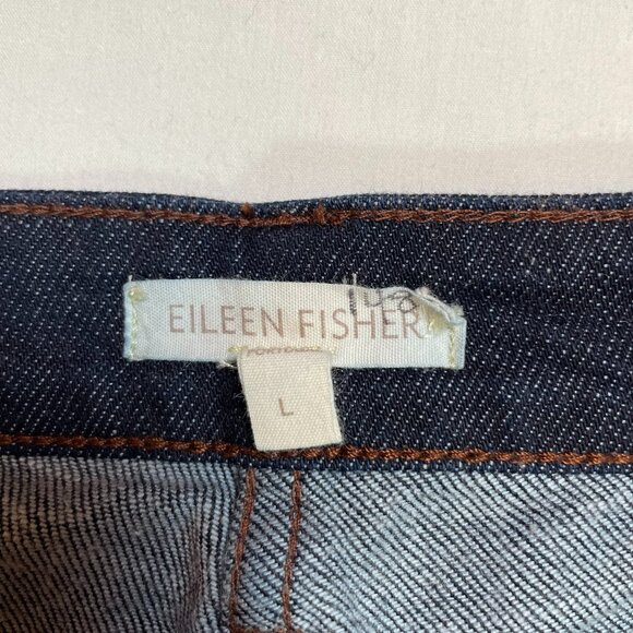 Eileen Fisher Jeans Straight Leg Dark Wash Stretch Size L - Picture 10 of 10